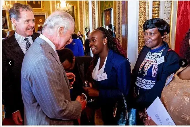 Ruth Nanjala meeting King Charles at a formal reception