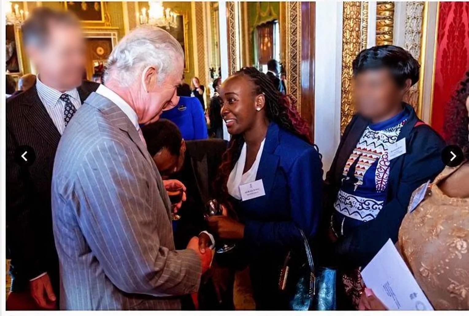 Ruth Nanjala meeting King Charles at a formal reception
